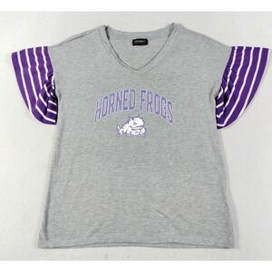 TCU Horned Frogs Shirt Womens Medium Gray NCAA Football Gameday Couture V Neck